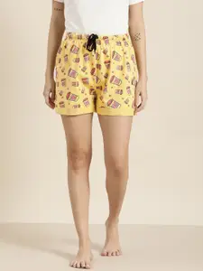 QUARANTINE Women Yellow Printed Lounge Shorts