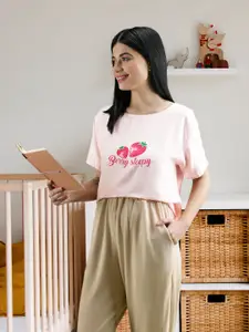 Tokyo Talkies Women Pink Printed Lounge Top