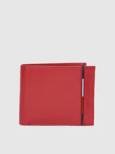 Tommy Hilfiger Men Red Solid Two Fold Leather Wallet