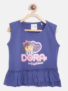 toothless Girls Blue Dora Print Pure Cotton Top