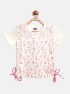 toothless Girls Off White & Pink Peppa Pig Printed Pure Cotton Top