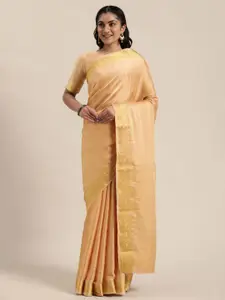 Shaily Beige & Gold-Toned Woven Design Saree