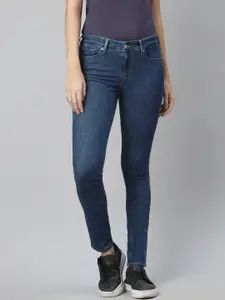 Levis Women Navy Blue Skinny Fit Mid-Rise Clean Look Stretchable Jeans