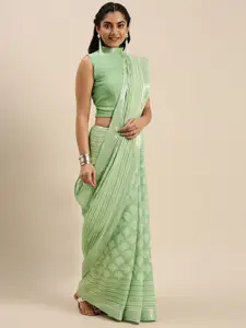 Shaily Green & White Printed Saree