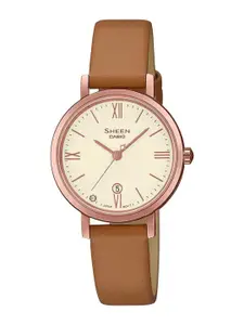 CASIO Women Rose Gold & Brown Analogue Watch SHE-4540CGL-9AUDF