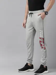 French Connection Men's Grey Melange and White Printed Track Pants