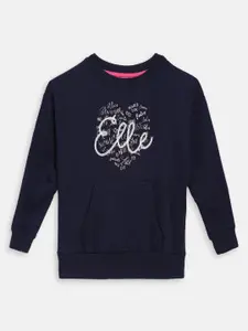 ELLE Girls Navy Blue & White Printed Sweatshirt
