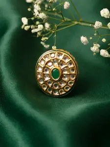 Zaveri Pearls Green Gold-Plated Kundan Bridal Collection Adjustable Finger Ring