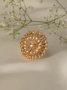 Zaveri Pearls Gold-Plated Stone Studded Traditional Adjustable Finger Ring
