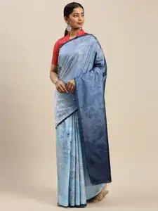 Saree mall Blue & White Printed Muga Saree