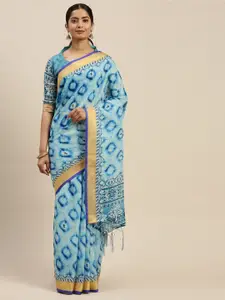 Saree mall Blue Printed Bagru Saree