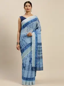Saree mall Blue Geometric Patterned Tie & Dye Saree