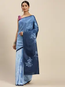 Saree mall Blue Dola Silk Tie And Dye Printed Bagru Saree