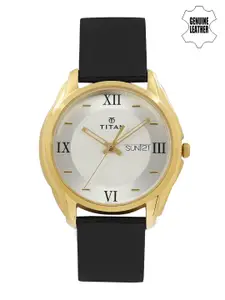 Titan Men Silver-Toned & White Dial Watch NH1578YL04
