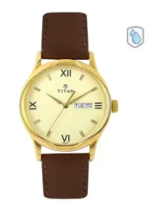 Titan Men Gold-Toned Dial Watch NH1580YL05
