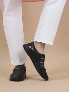 FAUSTO Men Black Shoe-Style Sandals