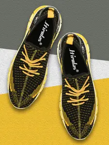 HIROLAS Men Yellow Mesh Running Shoes