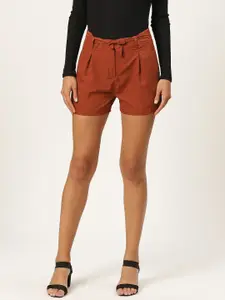 Alsace Lorraine Paris Women Rust Orange Solid Regular Fit Shorts