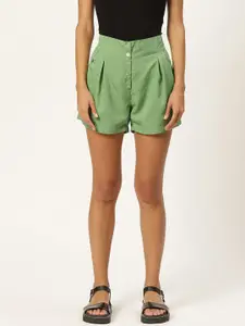 Alsace Lorraine Paris Women Green Solid Regular Fit Shorts