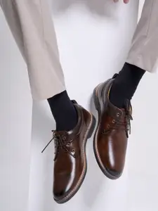 FAUSTO Men Brown Solid Formal Shoes