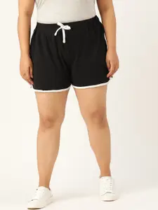 Rute Women Plus Size Black Solid Slim Fit Regular Shorts