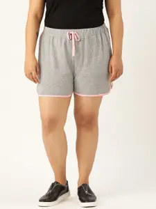 Rute Women Plus Size Grey Melange Solid Slim Fit Regular Shorts