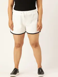 Rute Women Plus Size White Solid Slim Fit Regular Shorts