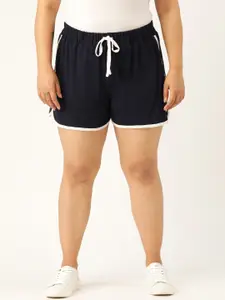 Rute Women Plus Size Navy Blue Solid Slim Fit Regular Shorts