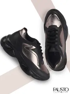 FAUSTO FAUSTO Women Black PU Running Shoes