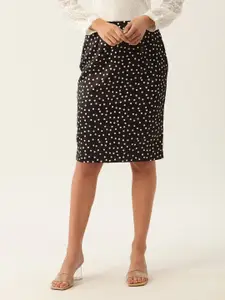 ZOELLA Women Black & White Printed Knee Length Pencil Skirt