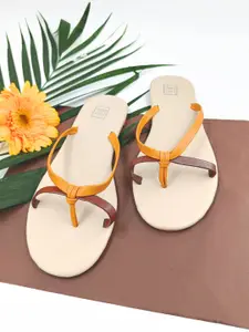 POSTCARD Women Beige Solid One Toe Flats