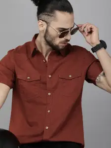 The Roadster Lifestyle Co Men Solid Cotton Linen Casual Shirt