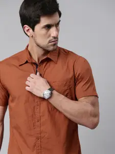 Roadster Men Brown Solid Regular Fit Sustainable Casual Shirt