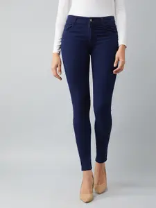 DOLCE CRUDO Women Navy Blue Skinny Fit Mid-Rise Clean Look Jeans