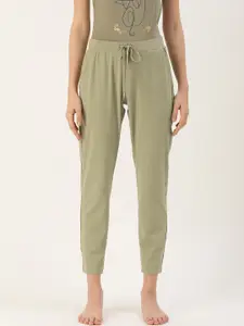 Enamor Women Thyme Green Relaxed Fit Rapid Dry & Antimicrobial Lounge Pants