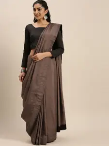 Shaily Brown Solid Embellished Border Saree