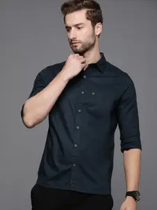 WROGN Men Navy Blue Slim Fit Casual Shirt