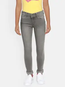 Pepe Jeans Girls Grey ARCO IP Slim Fit Mid-Rise Clean Look Stretchable Jeans