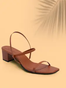 ERIDANI Women Tan Brown Solid Heels