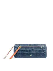 Hidesign Women Blue Textured EE JUPITER W2 Leather Zip Around Wallet