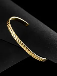DIVA WALK EXCLUSIVE Antique Gold-Plated Handcrafted Textured Cuff Bracelet