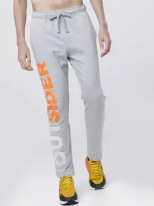 LOCOMOTIVE Men Grey & Orange Solid Slim-Fit Track Pants
