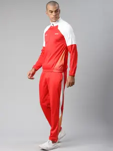 HRX By Hrithik Roshan Men High Risk Red & White Anti-Static Rapid-Dry Basketball Tracksuit
