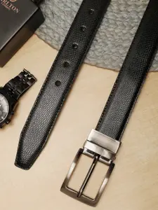 ZEVORA Men Black Reversable Textured Belt