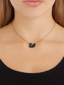 SWAROVSKI Rose-Gold-Plated & Black Crystals Iconic Swan Pendant