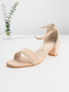 Marc Loire Women Cream-Coloured Solid Suede Heels