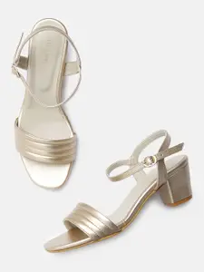 Marc Loire Women Gold-Toned Striped Sandals