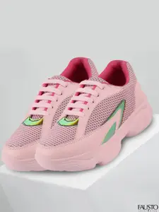 FAUSTO Women Pink PU Running Shoes