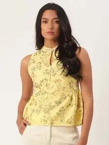 ROOTED Women Yellow Floral Printed Top