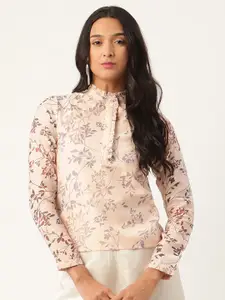 ROOTED Women Pink Tropical Printed Shirt Style Top